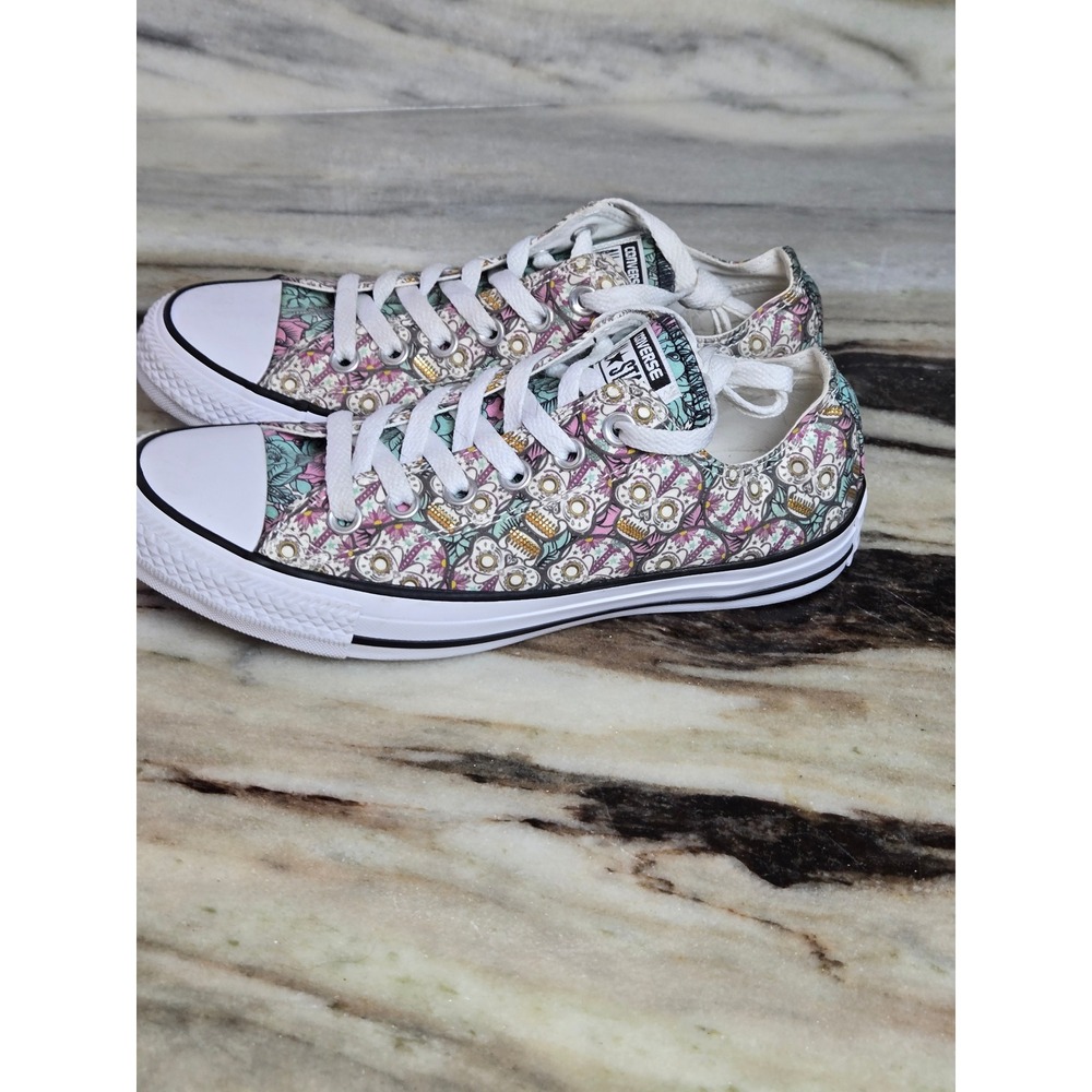 Converse Chuck Taylor All Star Sugar Skull Floral Low Top Sneakers Multicolor W7 - Picture 8 of 11